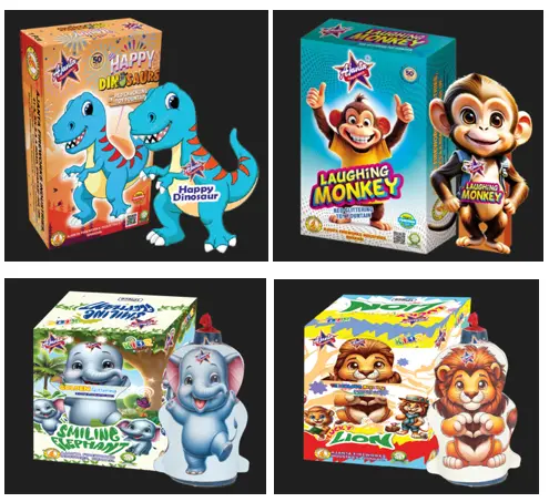 Happy Dinosaur, Laughing Monkey, Lucky Lion, Smiling Elephant